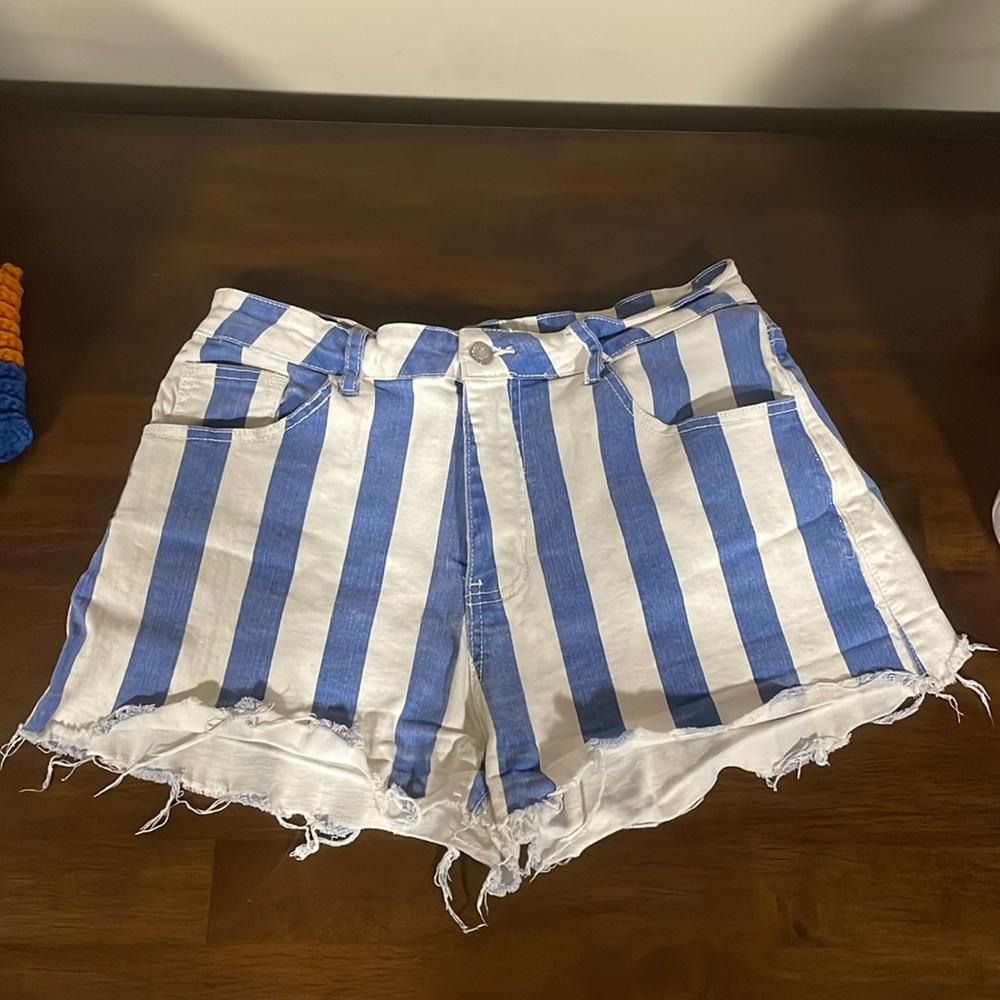 Stripe Jean shorts